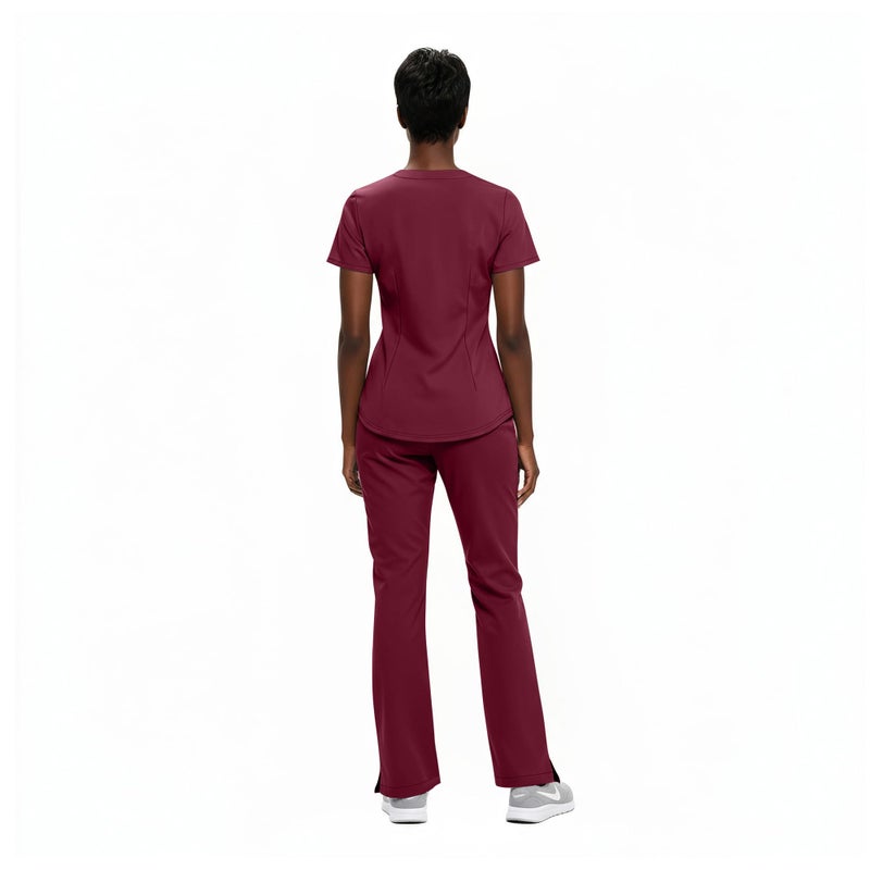 Natural Uniforms طقم سكراب ياقه على شكل Y للنساء من ناتشورال يونيفورمز (برغندي، متوسط) - Image 2
